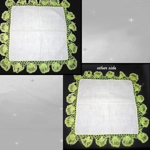TWO Vintage 40s Handkerchief,  Tatted Linen Hankies, SERIOUS Tatting – Hanky - Picture 3 of 16